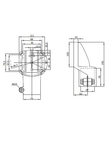 Część górna D podpory Df 45x45 kwadrat