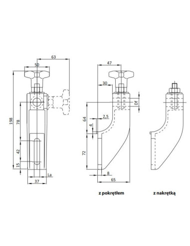 Uchwyt bandy [78] stały Df 12 z&nbsp;pokrętłem