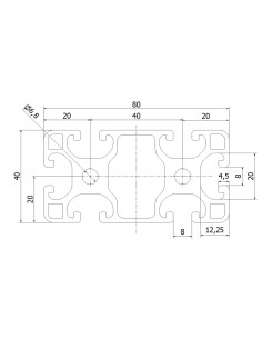 Profil aluminiowy 40x80L z rowkiem 8 mm - do przenośników i stelaży | Sklep 2